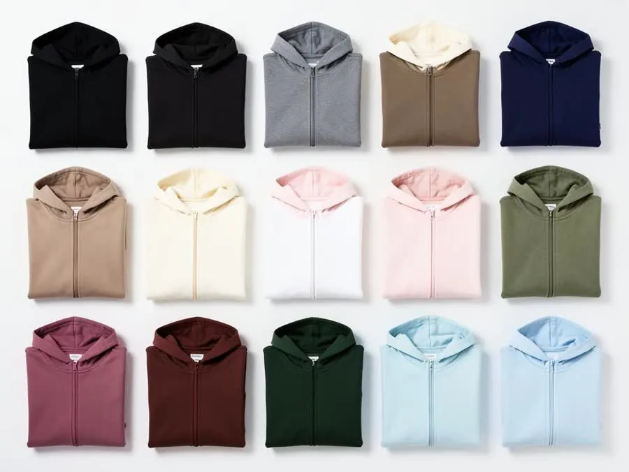 Folded hoodies in over 12 available colors offered by Takween for team uniforms in Jordan